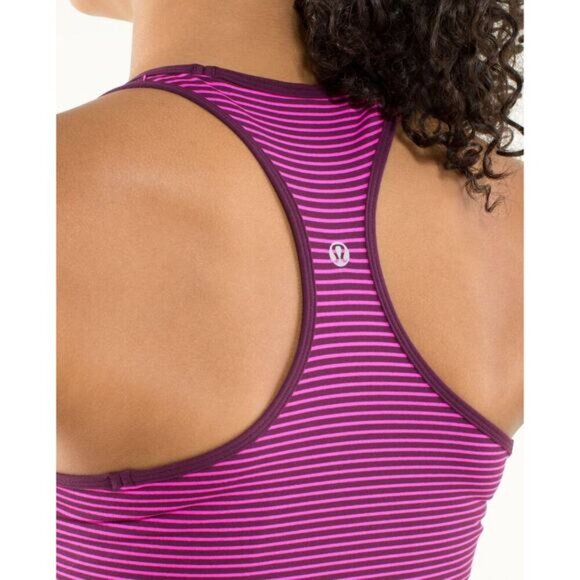 LULULEMON Cool Racerback Sz 4 Hyper Stripe Raspberry Glo Light / Plum - Picture 4 of 9